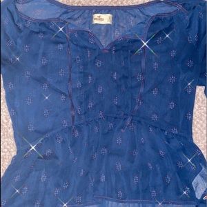 ✨HOLLISTER✨ Blue Peasant Top